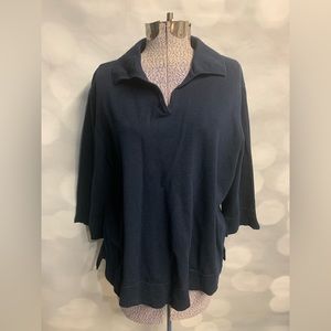 Liz Claiborne collared‎ pullover top in 1X. Navy